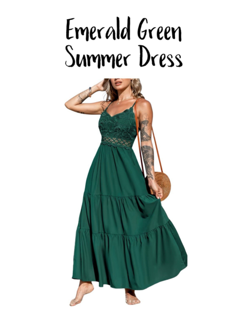 Dokuritu Women's Beach Crochet Lace Green Maxi Dress Summer Spaghetti‎ Straps S